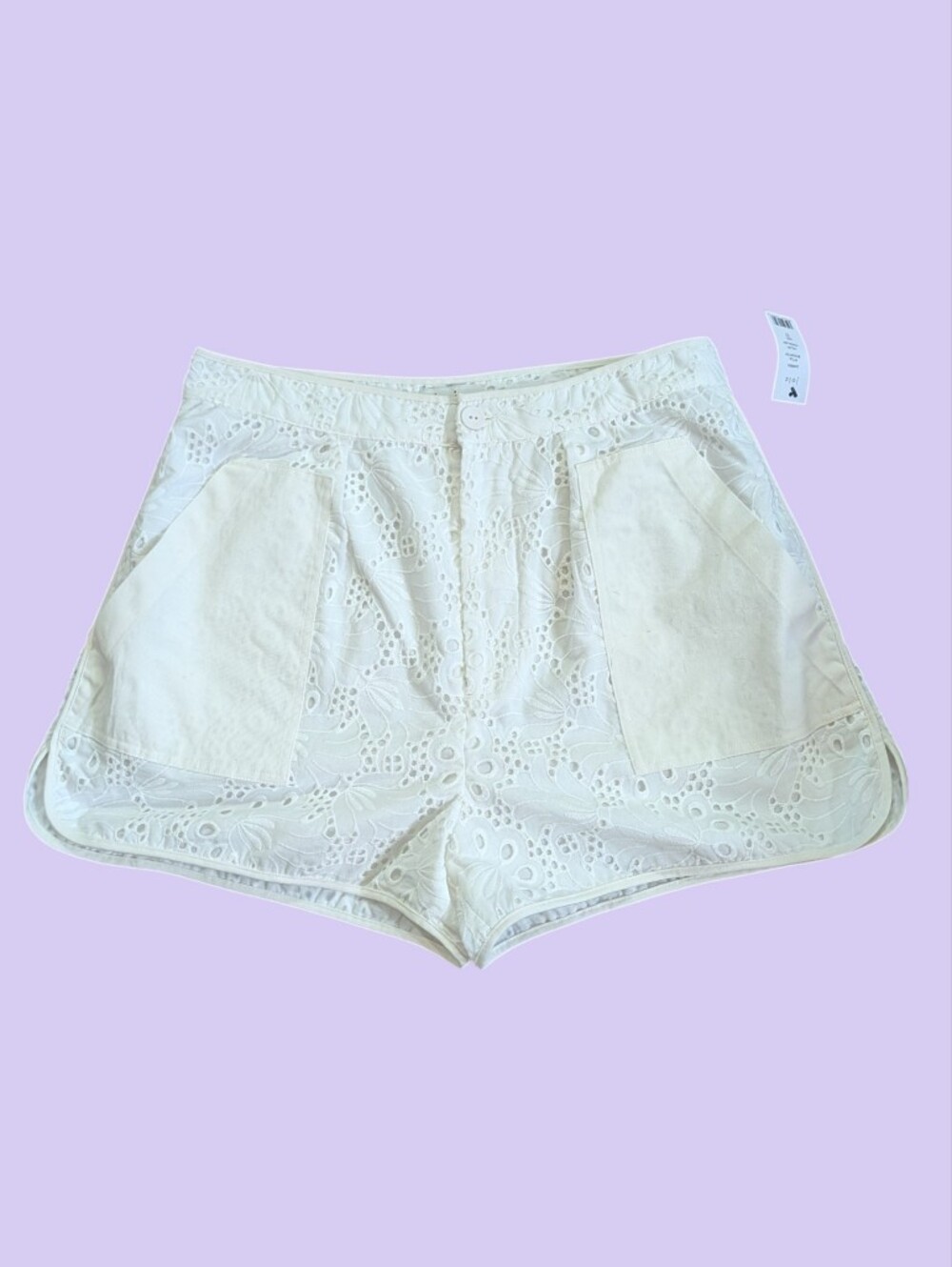 Joie Lawren Eyelet Shorts White Porcelain Floral Embroidered Cotton Size 12 NWT - Picture 2 of 10
